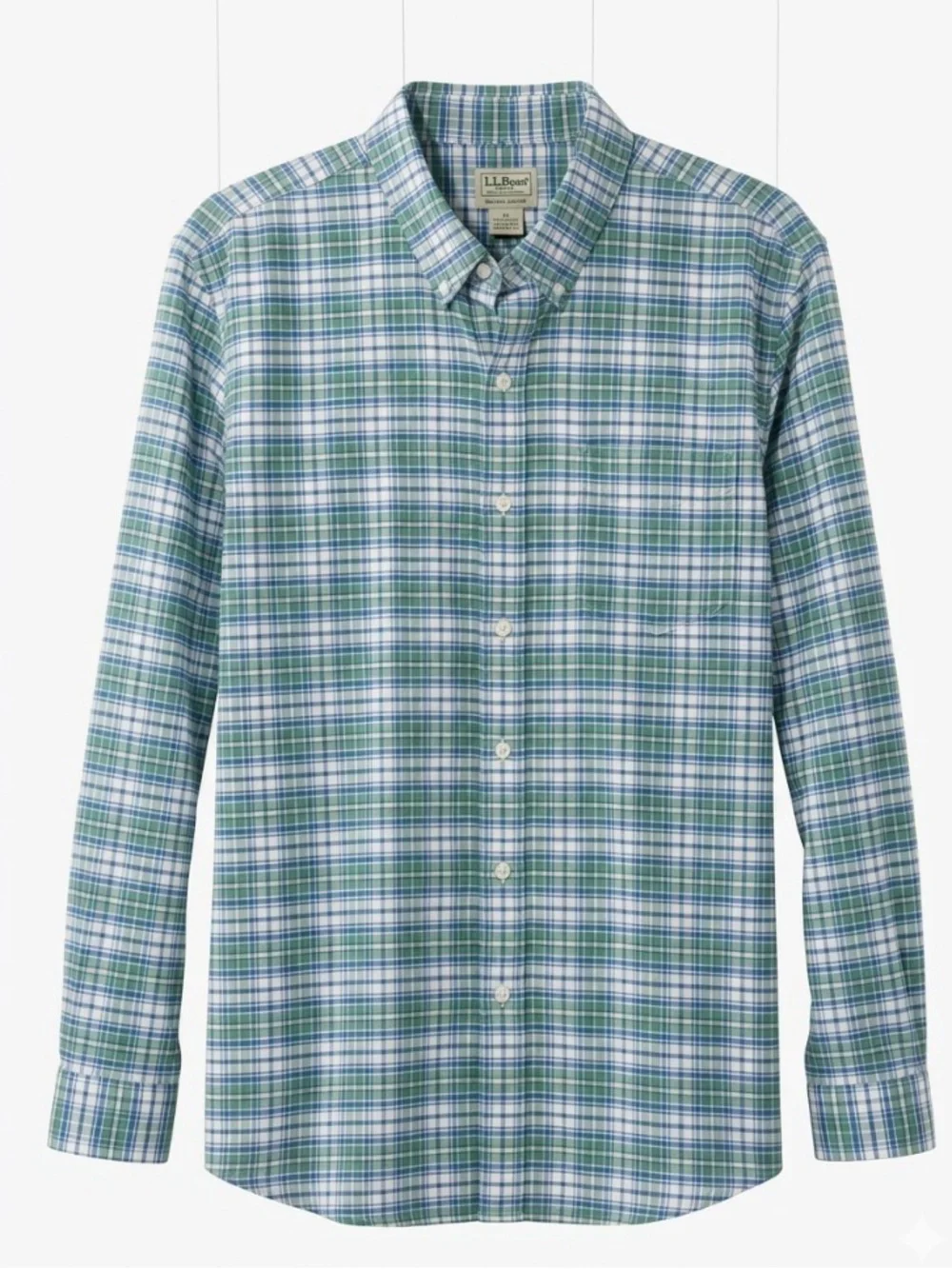 L.L. Bean Men’s Blue Green Plaid Slightly Fitted Button-Down New Shirt L/Tall